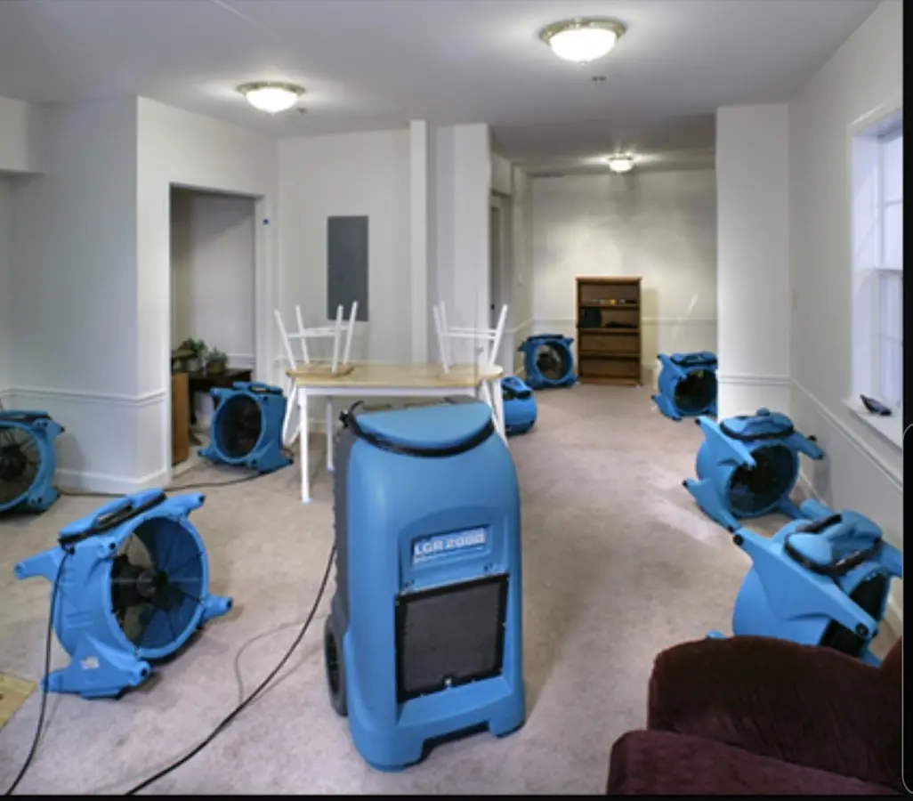 Air movers and dehumidifier setup for Water Extraction & Removal in Five Corners